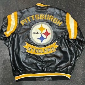 Vintage Pittsburgh Steelers Leather Full Zip Jacket large Varsity Bomber